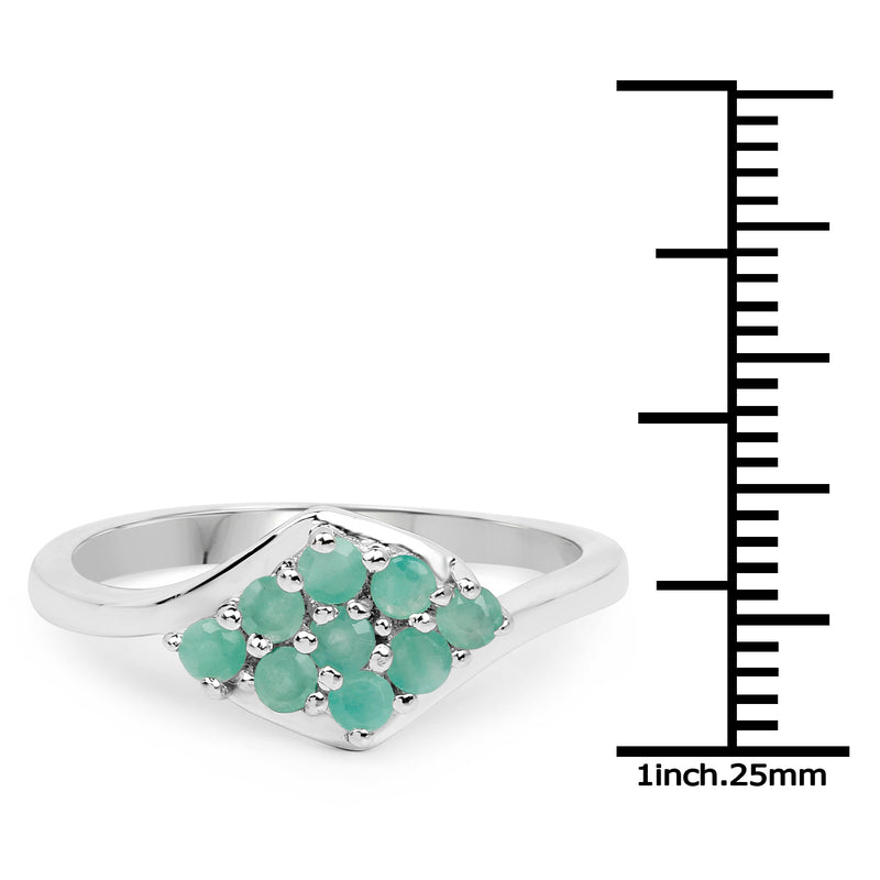0.54 Carat Genuine Emerald .925 Sterling Silver Ring