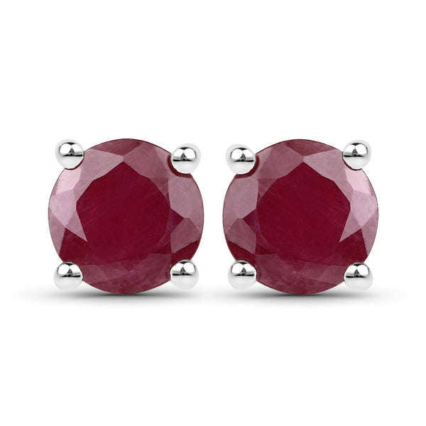 2.00 Carat Genuine Ruby .925 Sterling Silver Earrings