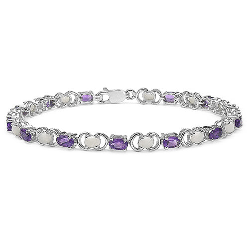 2.73 Carat Genuine Amethyst .925 Sterling Silver Bracelet