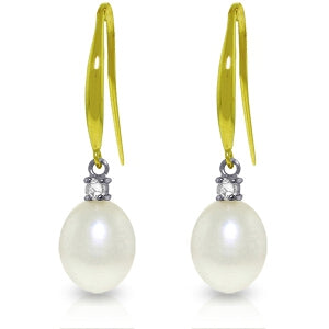 8.1 Carat 14K Solid Yellow Gold Joya Pearl Diamond Earrings