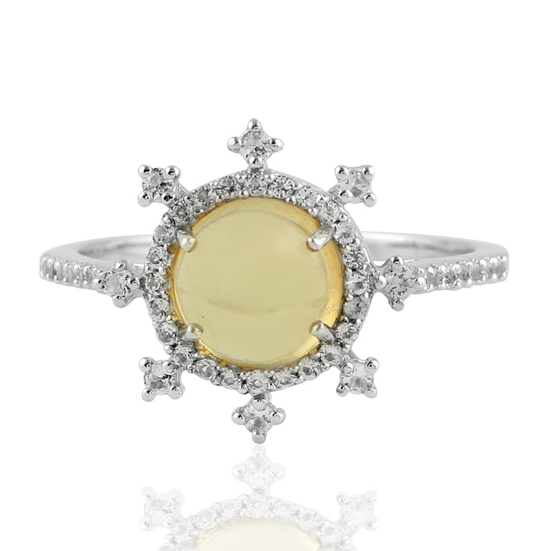 2.63ct Yellow Citrine & Topaz Cocktail Ring 925 Sterling Silver Jewelry