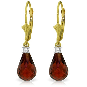 4.6 Carat 14K Solid Yellow Gold Leverback Earrings Diamond Garnet