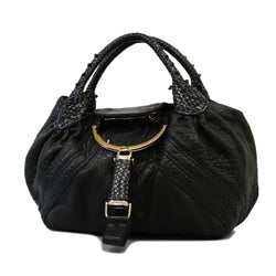 Auth Fendi Spy Tote Bag Spy Bag Womens Leather HandbagTote Bag Black