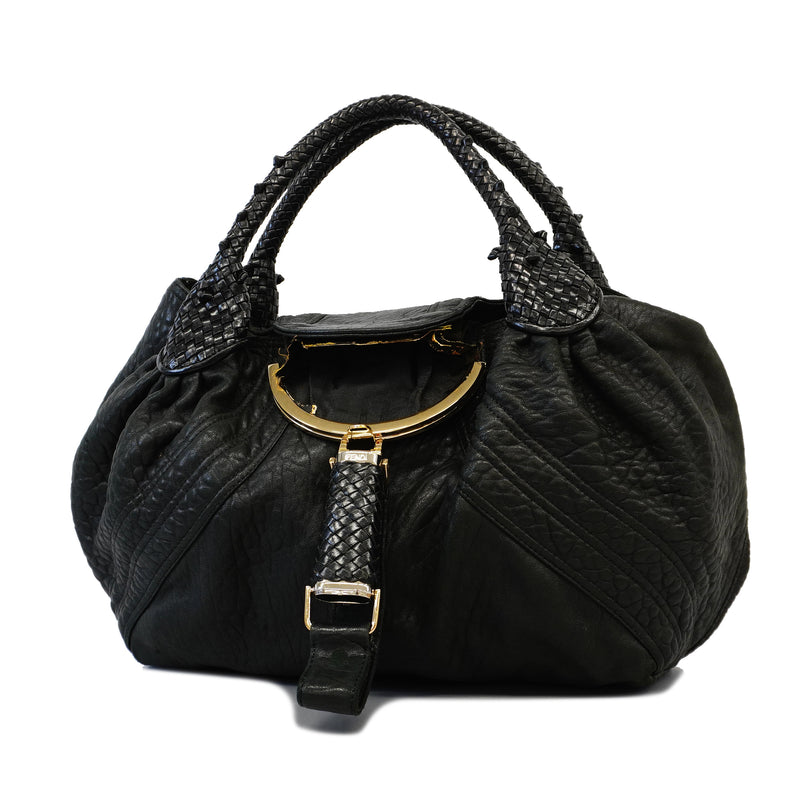 Auth Fendi Spy Tote Bag Spy Bag Womens Leather HandbagTote Bag Black