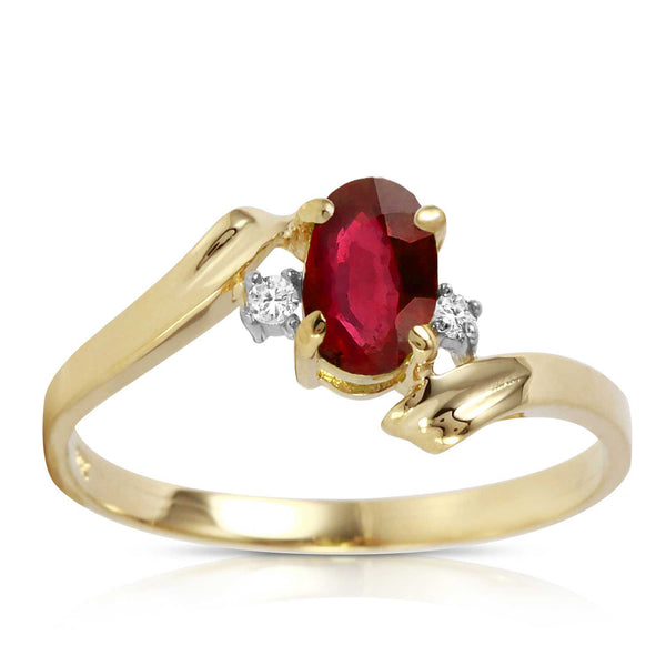 0.46 Carat 14K Solid Yellow Gold Rings Natural Diamond Ruby