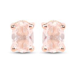 18K Rose Gold Plated 0.80 Carat Genuine Morganite .925 Sterling Silver Earrings