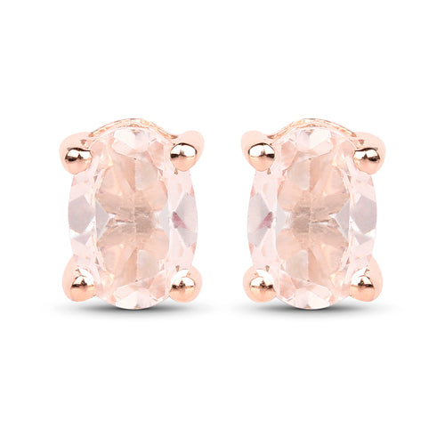 18K Rose Gold Plated 0.80 Carat Genuine Morganite .925 Sterling Silver Earrings