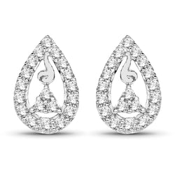 0.39 Carat Genuine White Diamond 14K White Gold Earrings (G-H Color, SI1-SI2 Clarity)