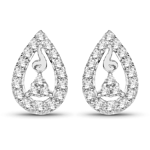 0.39 Carat Genuine White Diamond 14K White Gold Earrings (G-H Color, SI1-SI2 Clarity)