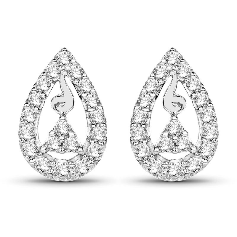 0.39 Carat Genuine White Diamond 14K White Gold Earrings (G-H Color, SI1-SI2 Clarity)