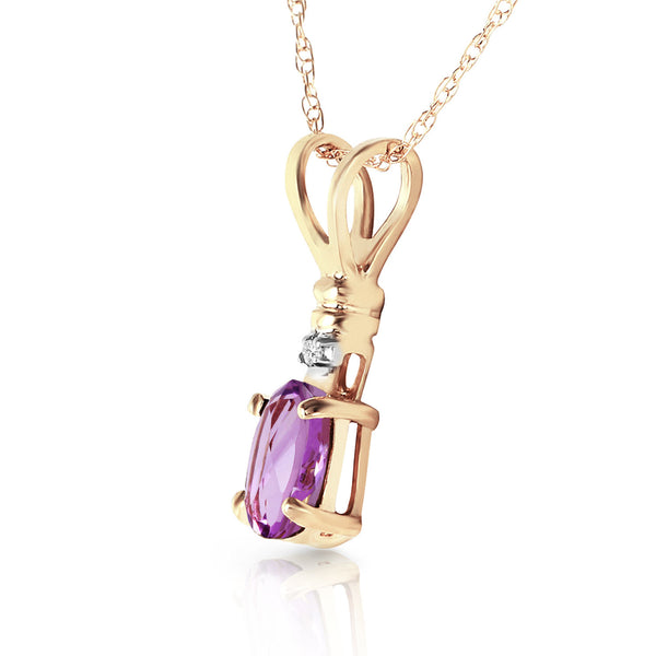 0.46 Carat 14K Solid Yellow Gold Applause Amethyst Diamond Necklace