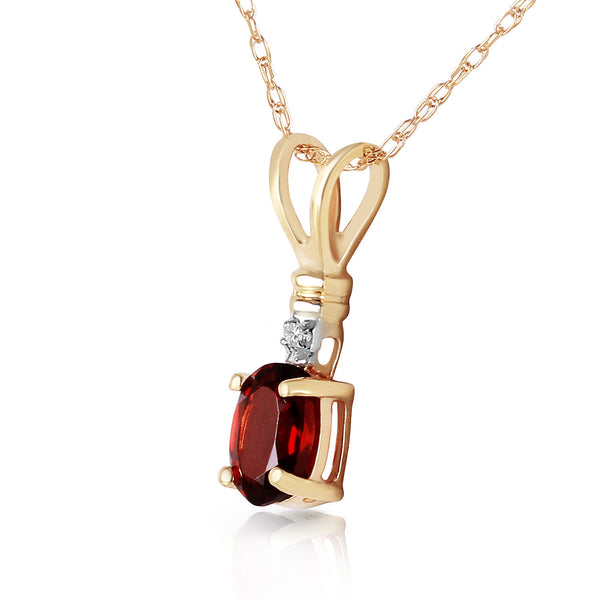 0.46 Carat 14K Solid Yellow Gold Simply Dramatic Garnet Diamond Necklace