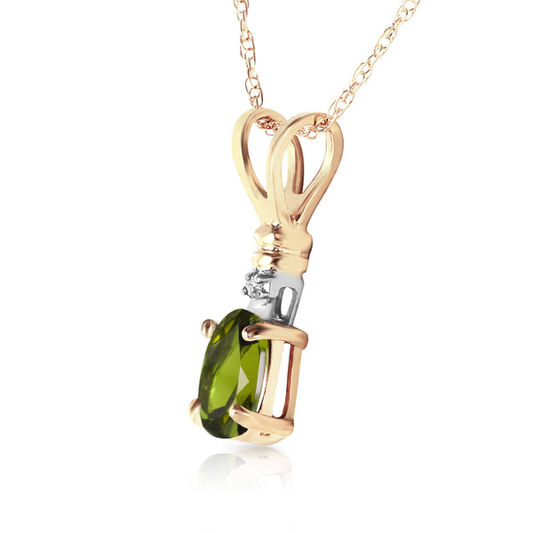 0.46 Carat 14K Solid Yellow Gold Love Murmur Peridot Diamond Necklace