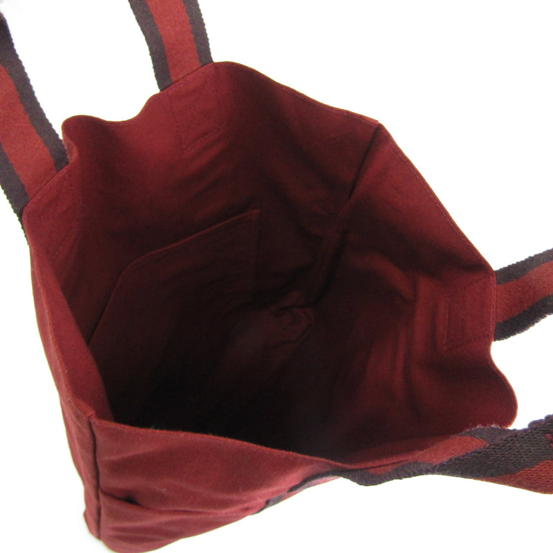 Hermes Fourre Tout Cabas Womens Canvas Tote Bag BordeauxRed Color