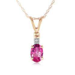 0.46 Carat 14K Solid Yellow Gold Pop Of Color Pink Topaz Diamond Necklace