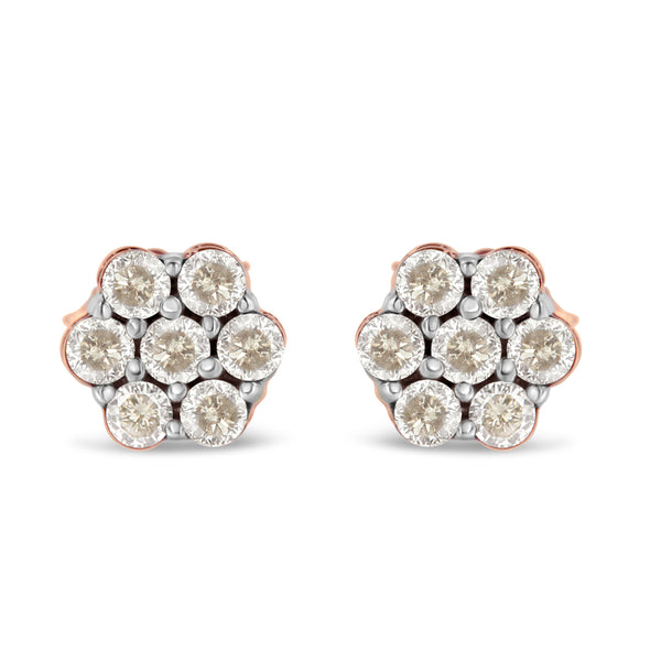 10K Rose Gold Diamond Floral Stud Earrings (0.5 cttw, J-K Color, I1-I2 Clarity)