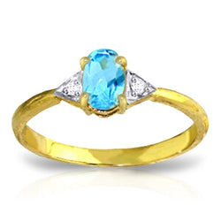 0.46 Carat 14K Solid Yellow Gold Walk Together Blue Topaz Diamond Ring