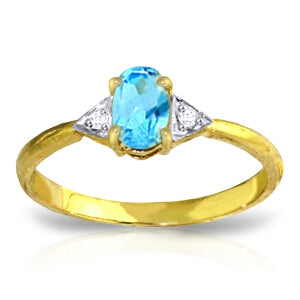 0.46 Carat 14K Solid Yellow Gold Walk Together Blue Topaz Diamond Ring