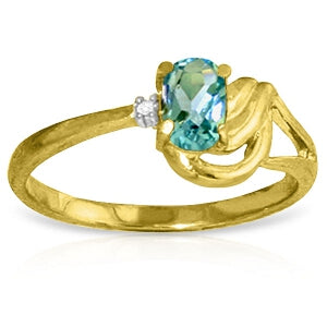 0.46 Carat 14K Solid Yellow Gold My Heroine Blue Topaz Diamond Ring