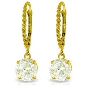 4.5 Carat 14K Solid Yellow Gold Cubic Zirconia Leverback Earrings