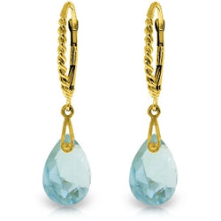 6 Carat 14K Solid Yellow Gold Aphrodite Blue Topaz Earrings