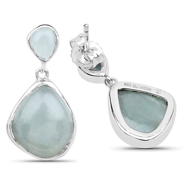 10.17 Carat Genuine Aquamarine .925 Sterling Silver Earrings