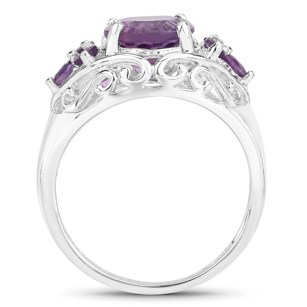 3.68 Carat Genuine Amethyst .925 Sterling Silver Ring