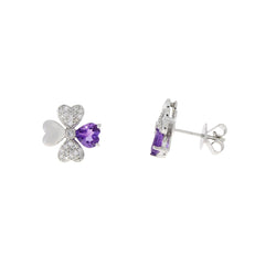 1.02ct Amethyst Diamond Earrings 14KT White Gold