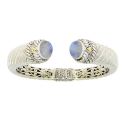 Moonstone Bangle Bracelet Sterling Silver 18KT Gold