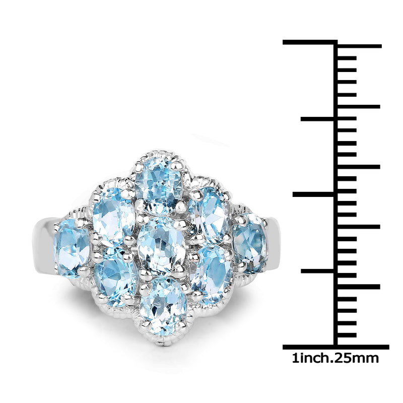 3.24 Carat Genuine Blue Topaz .925 Sterling Silver Ring