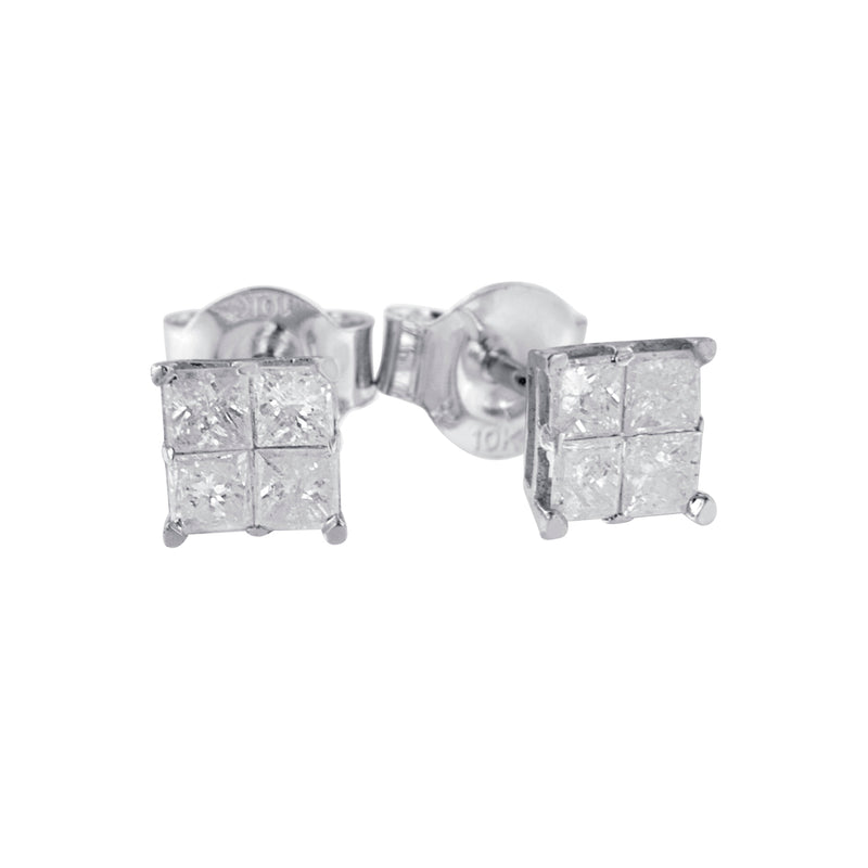 10k White Gold Diamond Stud Earrings (0.60 cttw, I-J Color, I2-I3 Clarity)