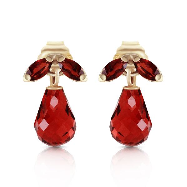 3.4 Carat 14K Solid Yellow Gold Love Interpretation Garnet Earrings