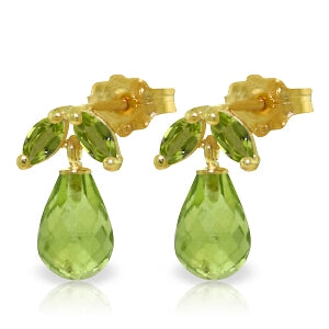 3.4 Carat 14K Solid Yellow Gold Seeking Enlightenment Peridot Earrings