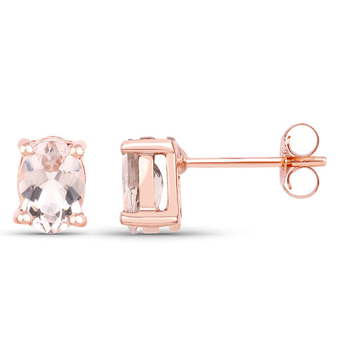 14K Rose Gold Plated 1.40 Carat Genuine Morganite .925 Sterling Silver Earrings