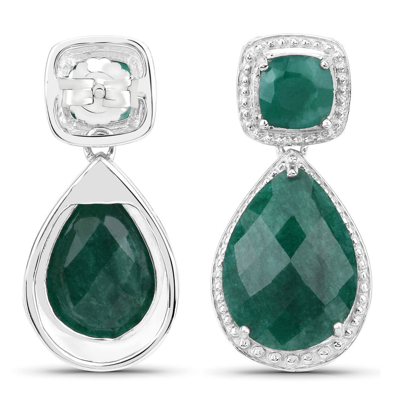 26.00 Carat Dyed Emerald .925 Sterling Silver Earrings