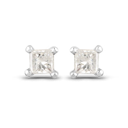 0.11 Carat Genuine White Diamond 14K White Gold Earrings