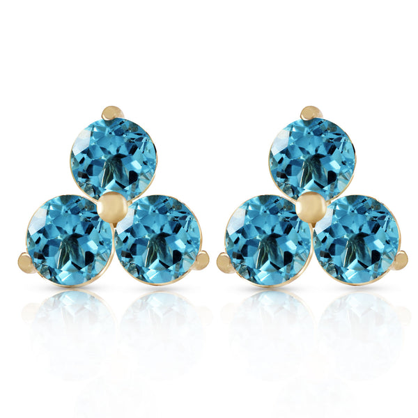 1.5 Carat 14K Solid Yellow Gold Flask Of Dew Blue Topaz Earrings