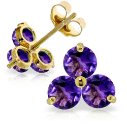 1.5 Carat 14K Solid Yellow Gold The Trees Undressed Amethyst Earrings