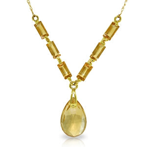 4.35 Carat 14K Solid Yellow Gold Time Stays Citrine Necklace