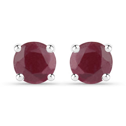 1.10 Carat Genuine Ruby .925 Sterling Silver Earrings