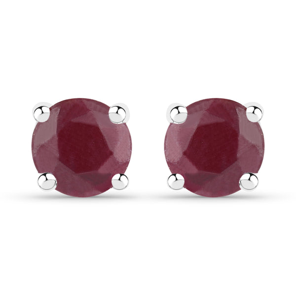 1.10 Carat Genuine Ruby .925 Sterling Silver Earrings