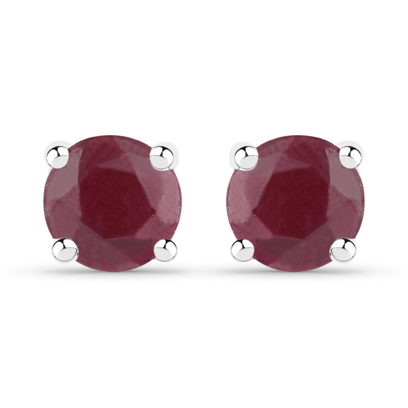 1.10 Carat Genuine Ruby .925 Sterling Silver Earrings