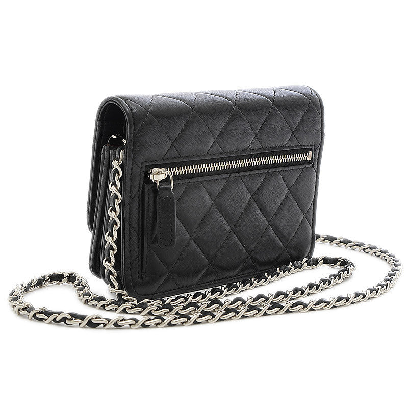 Chanel Matrasse Mini Chain Wallet Lambskin Black AP1649