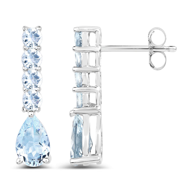 2.40 Carat Genuine Aquamarine .925 Sterling Silver Earrings