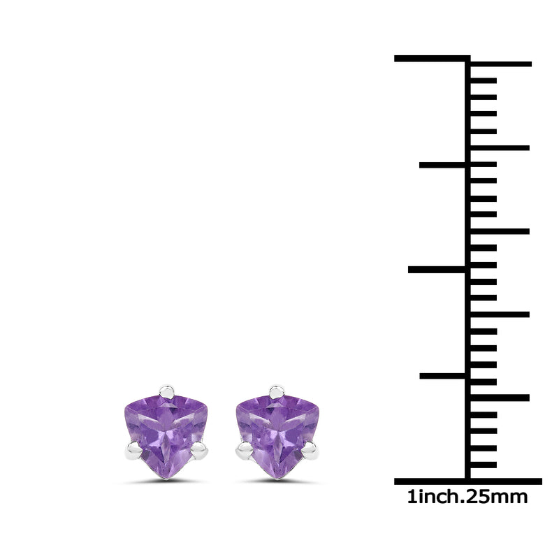 0.80 Carat Genuine Amethyst .925 Sterling Silver Earrings