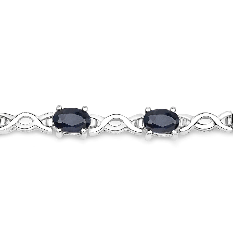 6.60 Carat Genuine Black Sapphire .925 Sterling Silver Bracelet