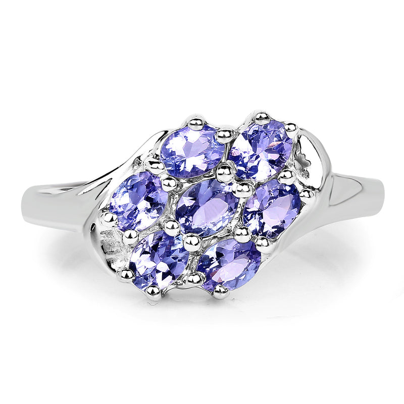 1.19 Carat Genuine Tanzanite .925 Sterling Silver Ring