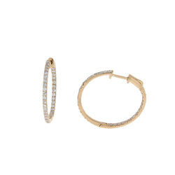 Natural 1.00ct Diamond Hoop Earrings 14KT Rose Gold