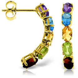 2.5 Carat 14K Solid Yellow Gold Earrings Natural Multicolor Gemstones