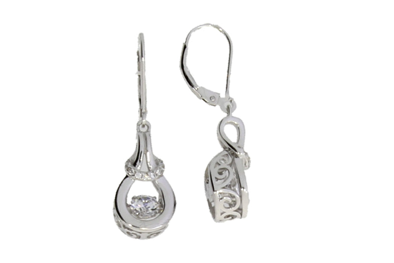 Genuine Silver and CZ Dancing Earrings Sterling Silver